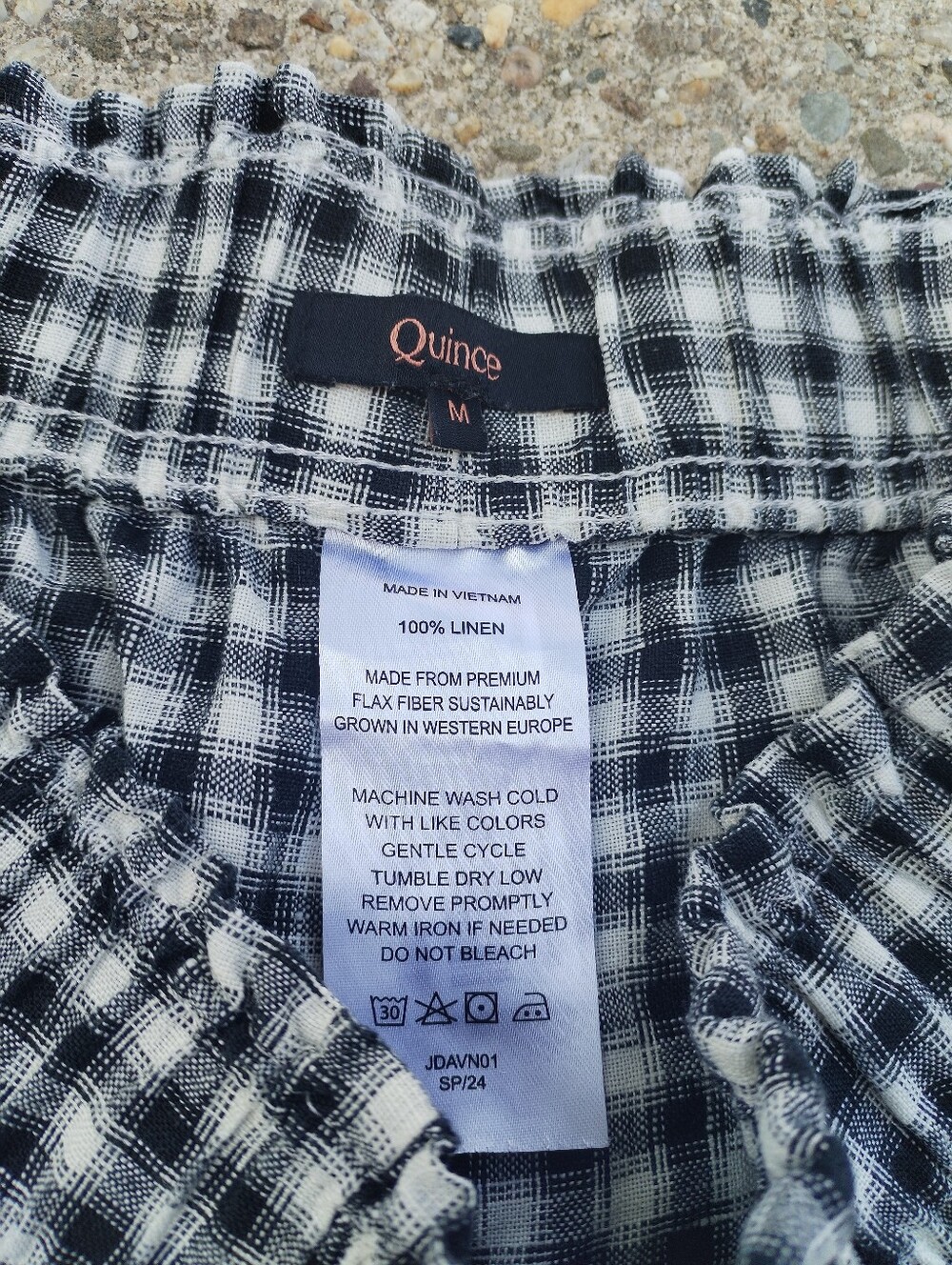 Quince Black and White Gingham High Waist Shorts SiE M - Picture 5 of 7